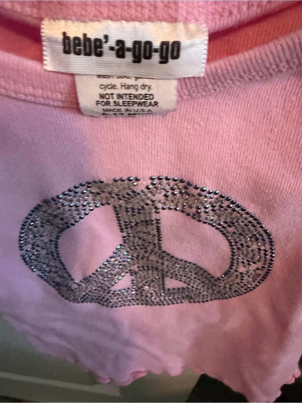 Bebe A Go Go Pink Peace Sign Long-Sleeve Baby Top